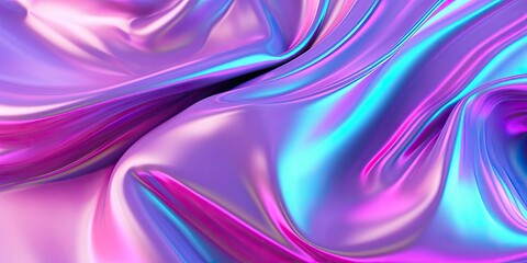 Abstract metallic holographic fluid wavy background for futuristic background