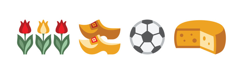 Dutch Culture Icons and Signs of Holland Vector Set