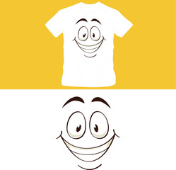 Cartoon face. funny face expressions, caricature emotions. cute character with different expressive eyes and mouth shirt design editable template