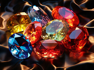 Colourful precious gemstones 