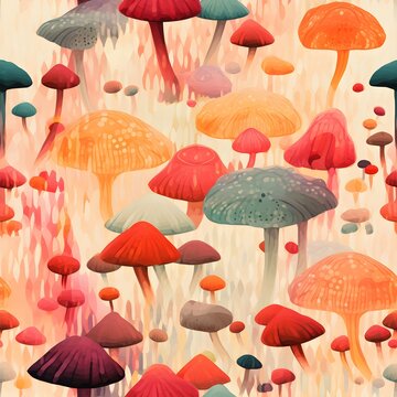 Pilz Muster, Herbst Muster, nahtlos, Nahtlosmuster, Hintergrund, Bl&auml;tter, Laub, Pilze, Wald, zauberhaft