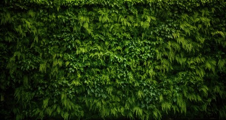 Fresh green plant leaves on wall for photo backdrop.