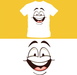 Cartoon face. funny face expressions, caricature emotions. cute character with different expressive eyes and mouth shirt design editable template