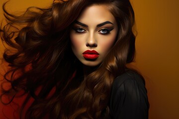 Fototapeta premium Fictional Character Created By Generated AI.Stunning Red-Haired Woman with Gorgeous Makeup