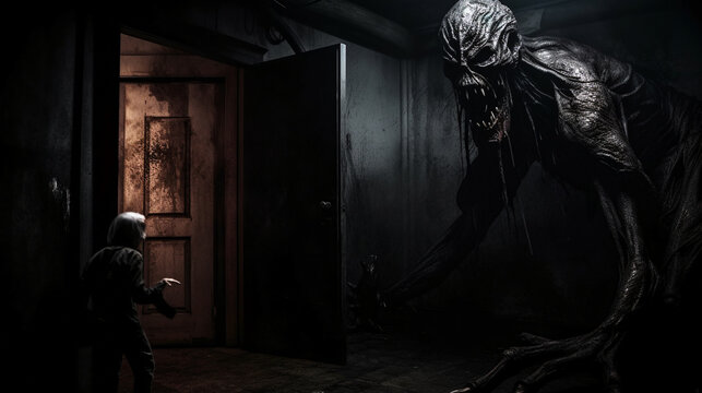 Dark fantasy monster. scary evil demon. AI Generated