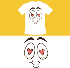 Cartoon face. funny face expressions, caricature emotions. cute character with different expressive eyes and mouth shirt design editable template