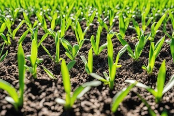 young green corn in the fieldfresh spring green grass in the gardenyoung green corn in the field