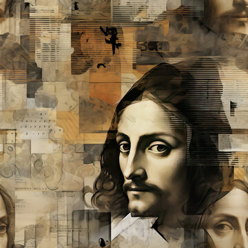 Leonardo Da Vinci themed art collage repeat mattern