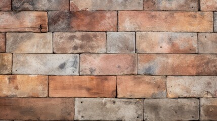Floor texture made of mixed terracotta bricks. Rustic tiles for outdoor patio background.