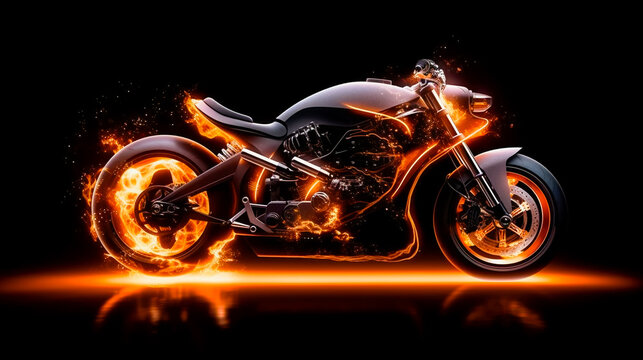Blazing Motorcycle Blaze. Inferno on Wheels. AI Generated