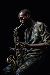 Naklejka premium Fictional Character Created By Generated AI.The Musician's Passion