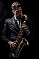Naklejka premium Fictional Character Created By Generated AI.The Musician's Passion