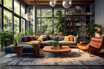 Beautiful futuristic design of living room