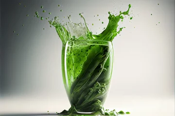 Foto op Plexiglas illustration of fresh spirulina smothie with water splash on white background © terra.incognita