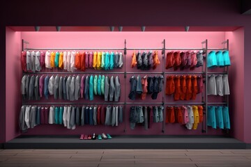 Crowded Clothing Store with Colorful Clothes