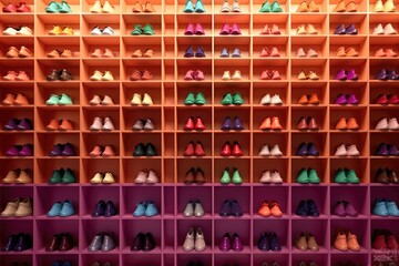 A Colorful Collection of Shoes in a Display