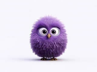 Unreal Pastel Purple Fluffy Circle Cartoon Owl