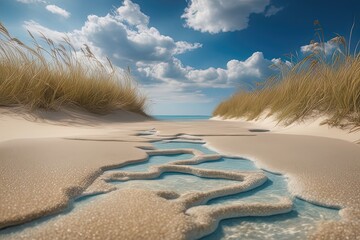 sand beach and seasand beach and seabeautiful landscape of the baltic coast in the north of poland - obrazy, fototapety, plakaty