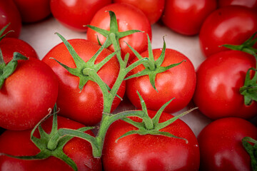 organic tomato closeup vegetable background Top view