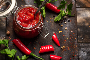 Homemade chili sauce - 644763078