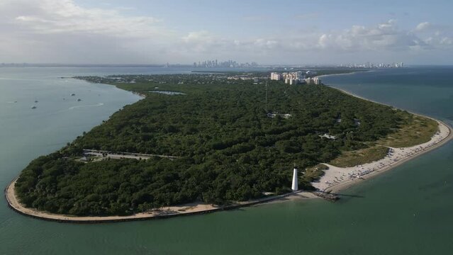 aerial of Bill Baggs State Park miami dade county key Biscayne florida usa 