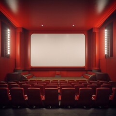 Fototapeta premium cinema auditorium with red chairs