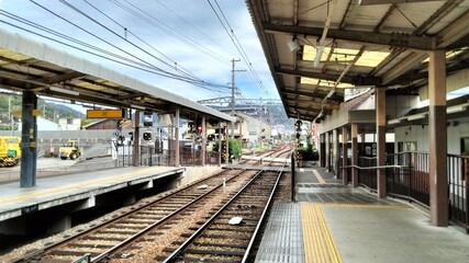 Shinomiya Station on the Keihan Electric Railway. This is a train that connects Kyoto and Shiga.