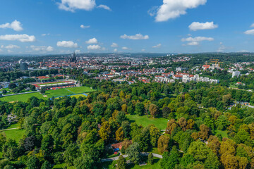 Ulm - Ausblick auf die Park- und Freizeitanlage in der Friedrichsau an der Donau