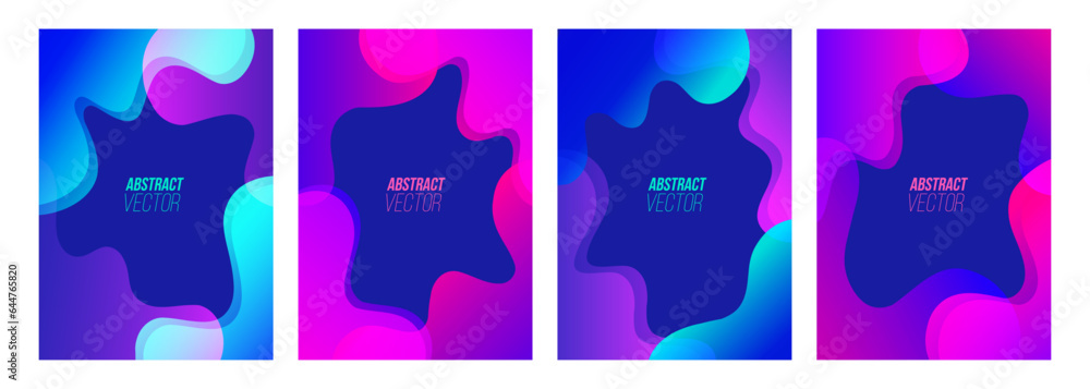 Leinwandbilder bright dynamic neon colored gradient waves. set of abstract backgrounds with vibrant color curved sh