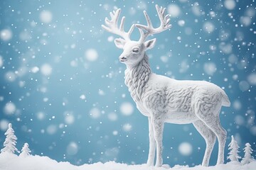 white deer in winter forest, christmas background white deer in winter forest, christmas background reindeer in the forest