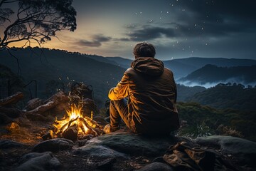 A backpacker's dream night - sitting by the campfire, they lose themselves in the brilliance of the starry heavens