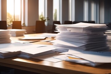 stack of paper envelopes on table in office. business and finance conceptstack of documents with stack of paper on table in officestack of paper envelopes on table in office. business and finance conc