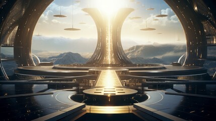 Futuristic architecture illustration, 16:9