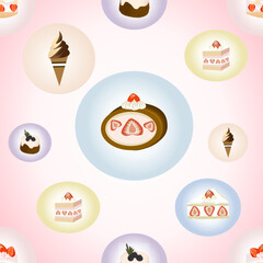Seamless pattern of icon dessert sweet cake ice cream for background and texture concept 