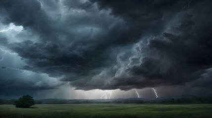 Epic Storm Clouds Background Dramatic Thunderstorm Sky Stormy Weather Scene Moody Atmospheric Sky Dark And Ominous Cloudscape AI Generative