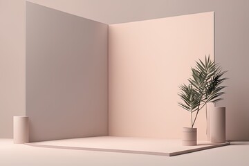 empty room interior with tropical plants and empty space. 3d rendering empty room interior with tropical plants and empty space. 3d rendering minimal abstract geometric scene with geometric shapes and