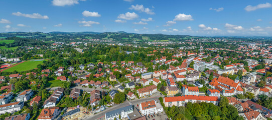 Kempten im Allgäu, Blick über die Zentrale Stadt des Allgäus am bayerischen Alpenrand