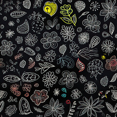 Chalk doodles abstract repeat pattern