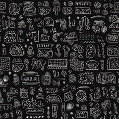 Chalk doodles abstract repeat pattern