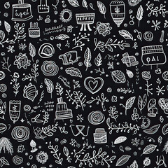 Chalk doodles abstract repeat pattern