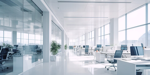 Modern Open Concept Office
Bright Workspace with Mockup Wall
White Office Interior