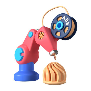 Robot Arm 3D Printer 3D Illustration Icon
