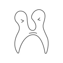 Dental treatment concept. Cute tooth character with caries. Dental vector personage. Concept for child dentistry. Teeth cleaning and prevention.