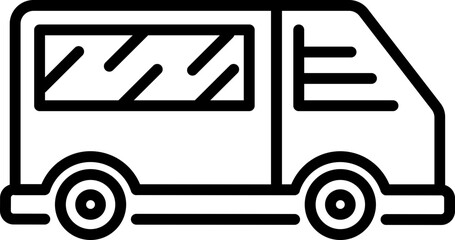 Minivan or Bus Icon in Black Line Art.