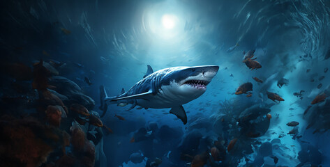 Fototapeta premium shark in the sea shark realistic landscape hd wallpaper
