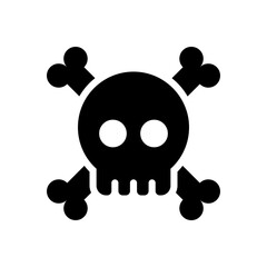 skull and bone solid black icon
