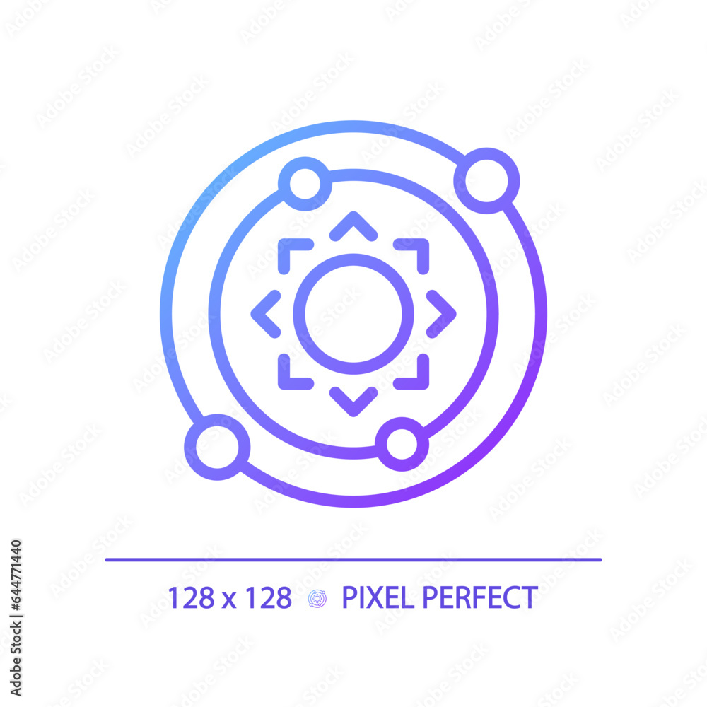 Poster solar system pixel perfect gradient linear vector icon. celestial bodies. milky way. planetary orbit