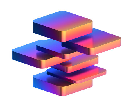 Colorful geometric composition, 3d render