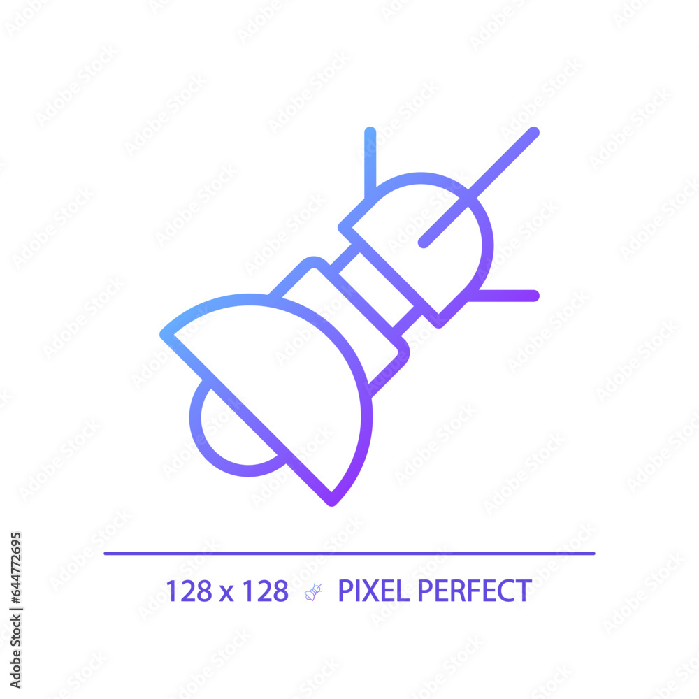 Poster space based radar pixel perfect gradient linear vector icon. tracking system. satellite technology. 