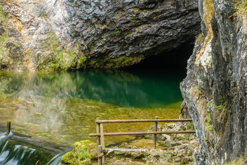 water source pießling ursprung in austria in a cave in the mountains